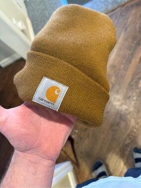 Carhartt Brown Knit Beanie with Logo Patch